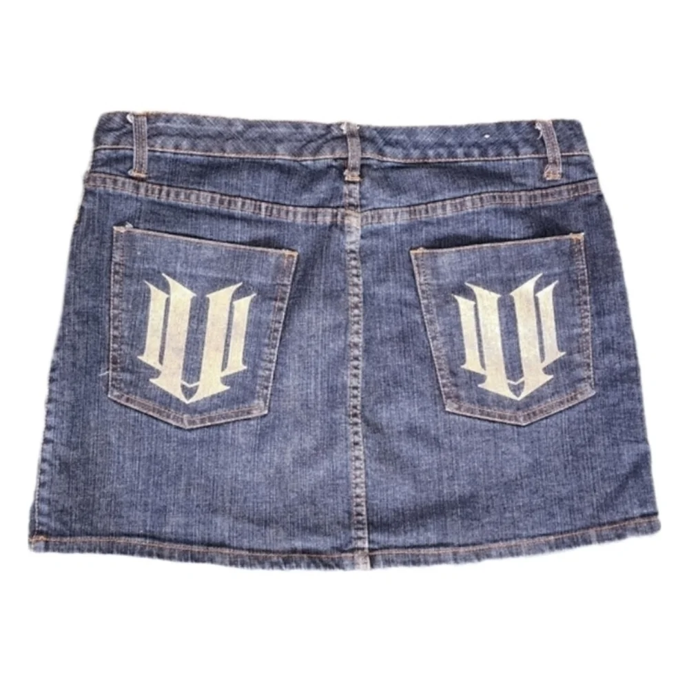 EleVen by Venus Williams Skirt Pocket Logo Graphic Denim Jean Plus Size 14